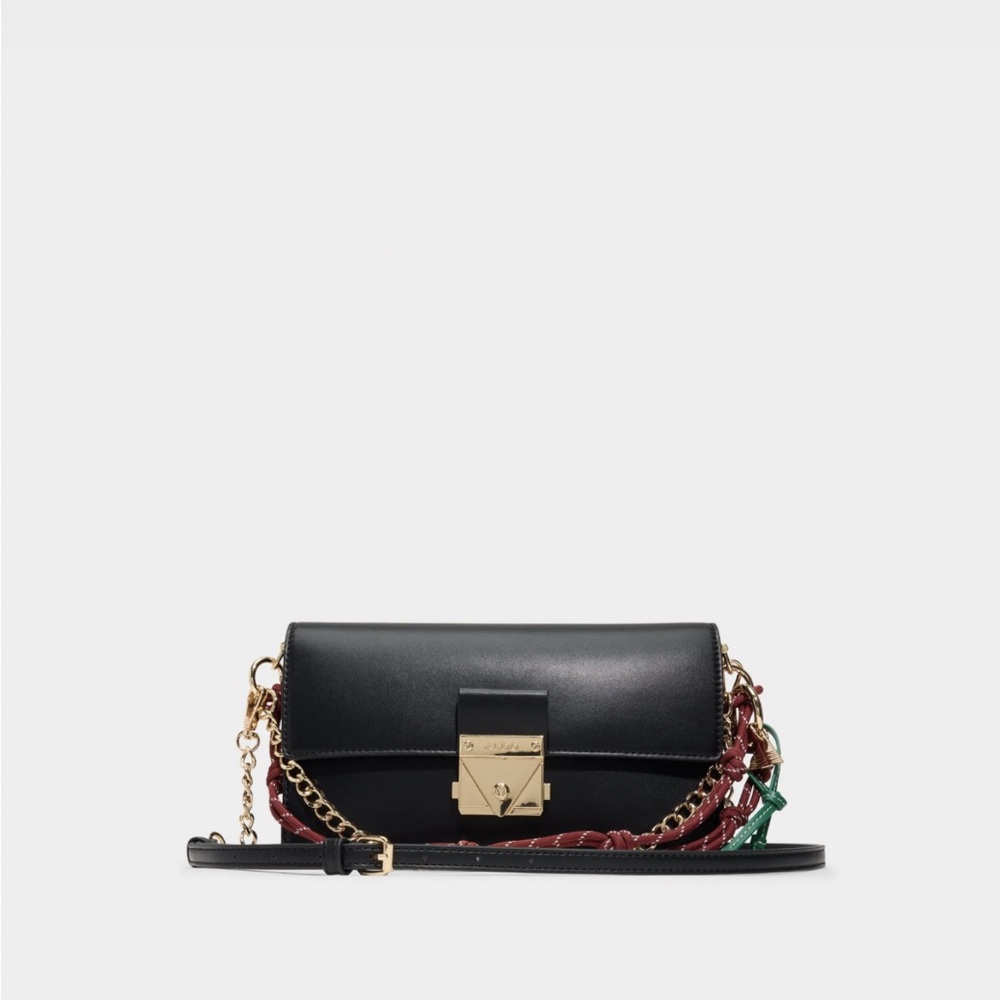 Aldo Evengeliaa Black Crossbody Bag with Gold and Red Accents